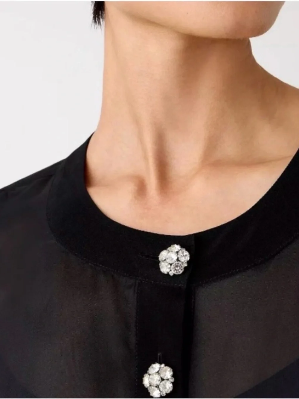 NWOT J. Crew Sheer Button Up Shirt with Jewel Buttons in Organza Blend